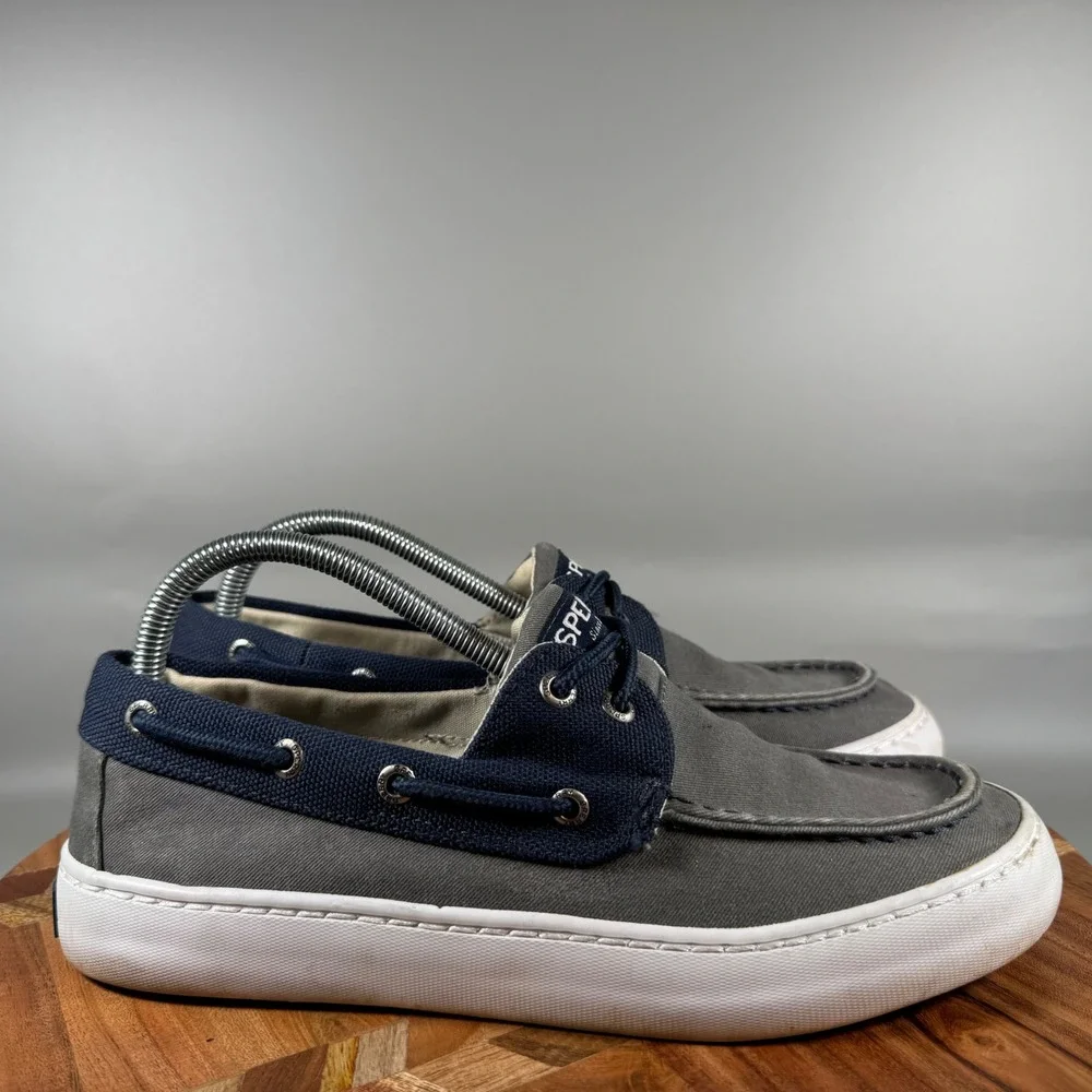 Sperry Top-Sider Mens 8 M Gray Navy Blue Fabric Boat Shoe Sneakers STS15303